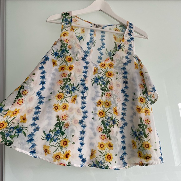 EUC Show Me Your MuMu Women’s Off Shoulder Floral Print V Neck Flowy Blouse XS - Picture 3 of 7